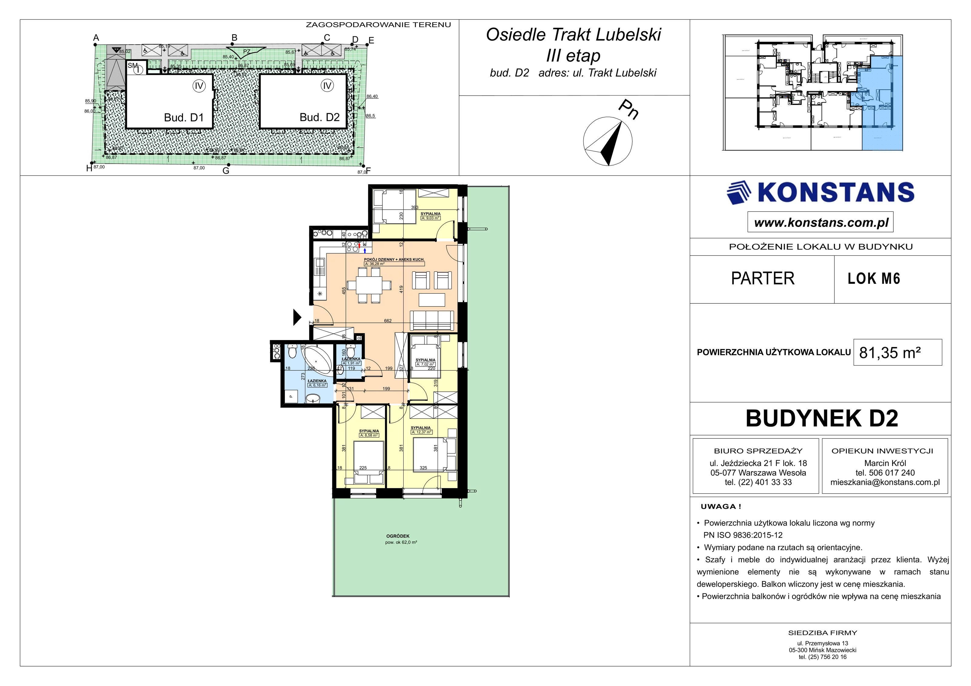 5 pokoi, mieszkanie 81,35 m², parter, oferta nr D2.6, Trakt Lubelski Etap III, Warszawa, Wawer, Zbytki, ul. Trakt Lubelski 181C/181D
